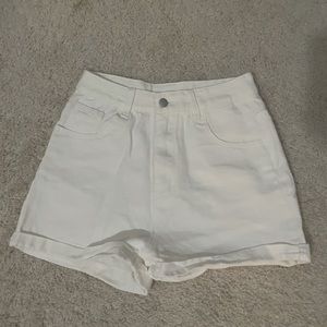 Brand new high rise white jean shorts